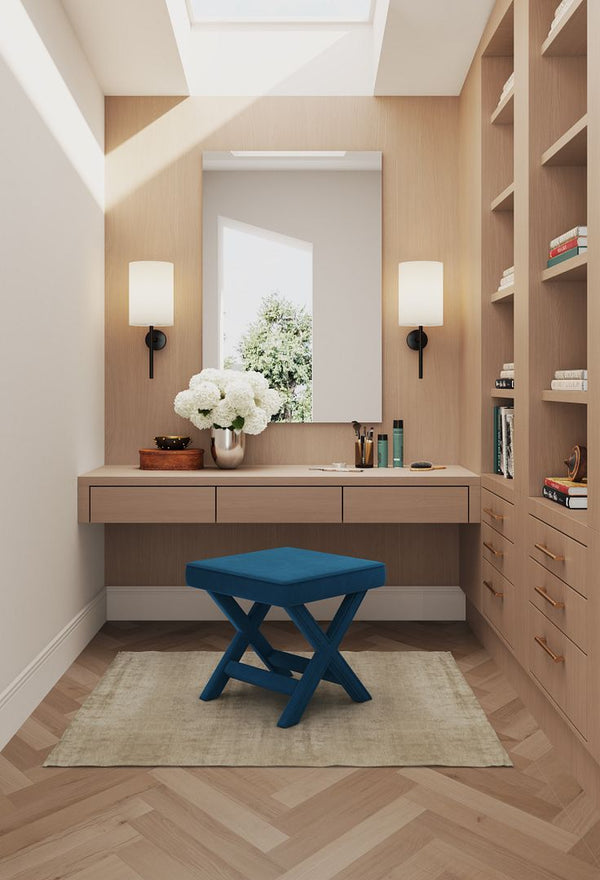 Abigail Single Ottoman Bench in Blue OT004-BL Manhattan Comfort