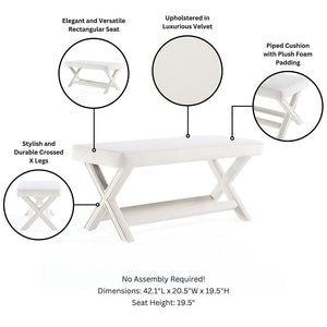 Abigail Double Ottoman Bench in Cream OT005-CR Manhattan Comfort