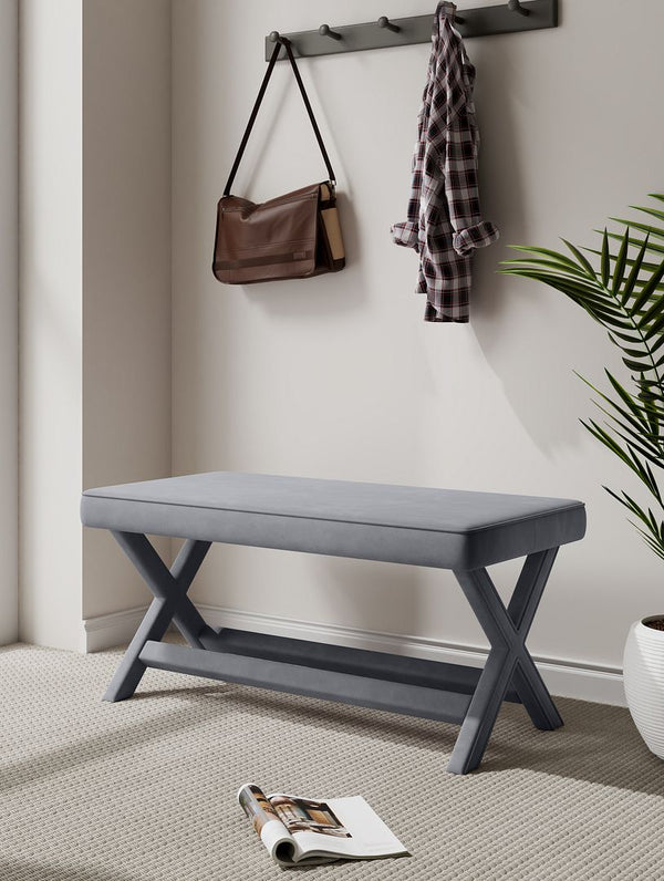 Abigail Double Ottoman Bench in Grey OT005-GY Manhattan Comfort