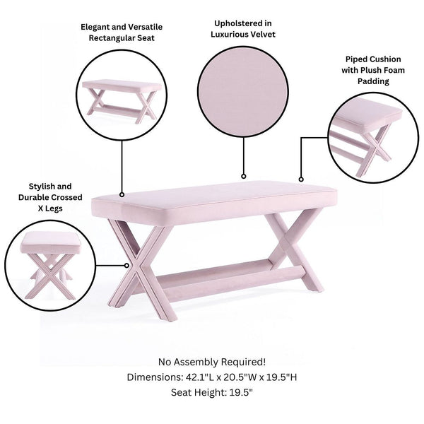 Abigail Double Ottoman Bench in Pink OT005-PK Manhattan Comfort