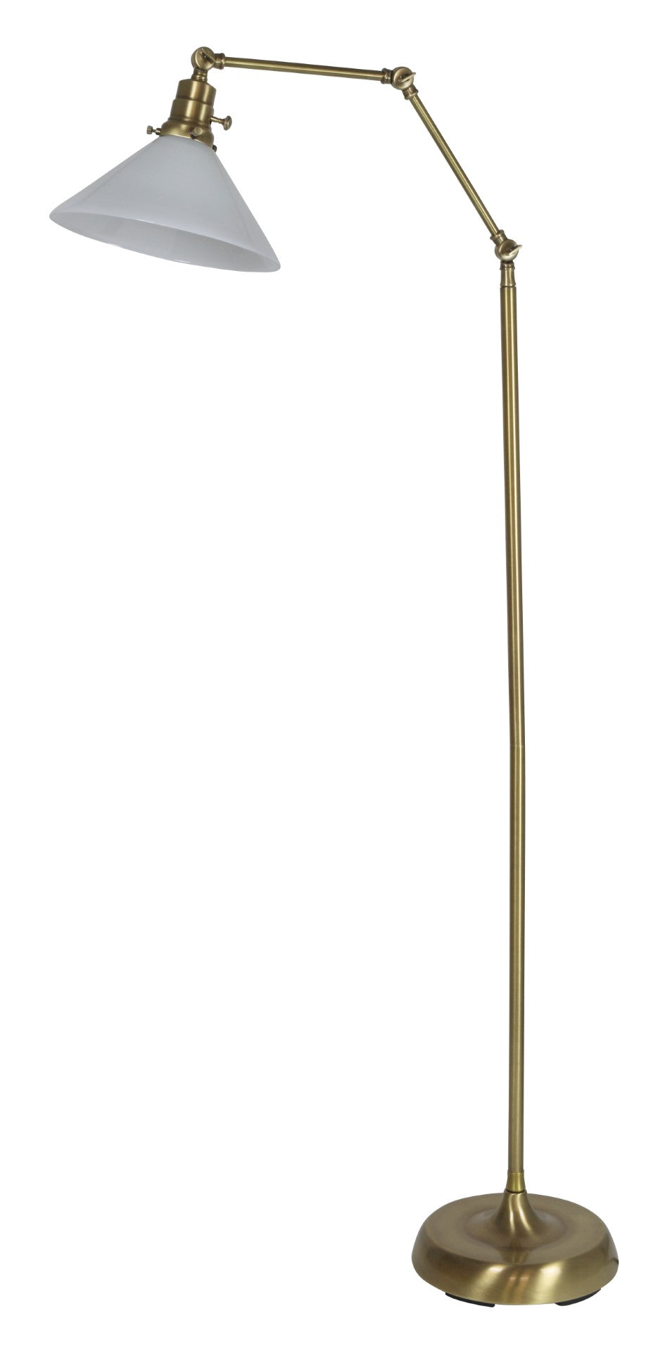 House Of Troy Otis Industrial Floor Lamps - Adjustable Design With Amber Glass Shade For Vintage Home Decor Antique Brass Metal Ot600-ab-am