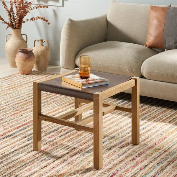 Safavieh Solana Ottoman - Chic Rustic Accent For Modern Living Spaces - Versatile Footstool & Seating Solution Cognac / Natural OTT1200A