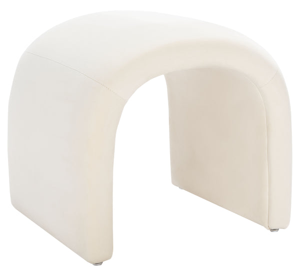 Safavieh Kibo Ottoman - Elegant Velvet Upholstered Bench With Solid Wood Frame For Stylish Home Decor Cream Solid Wood,Plywood ,Velvet,Ca Foam Ott1300a