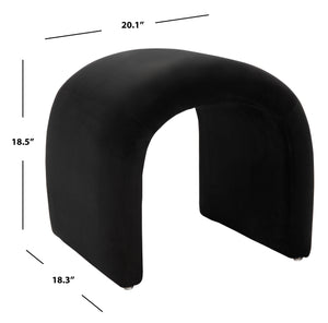 Safavieh Kibo Ottoman - Elegant Velvet Upholstered Bench With Solid Wood Frame For Stylish Home Decor Black Solid Wood,Plywood ,Velvet,Ca Foam Ott1300b