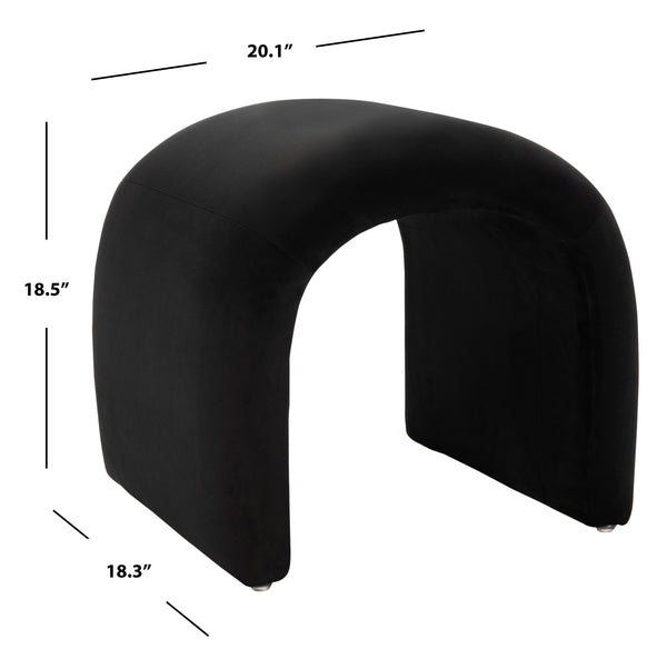 Safavieh Kibo Ottoman - Elegant Velvet Upholstered Bench With Solid Wood Frame For Stylish Home Decor Black Solid Wood,Plywood ,Velvet,Ca Foam Ott1300b