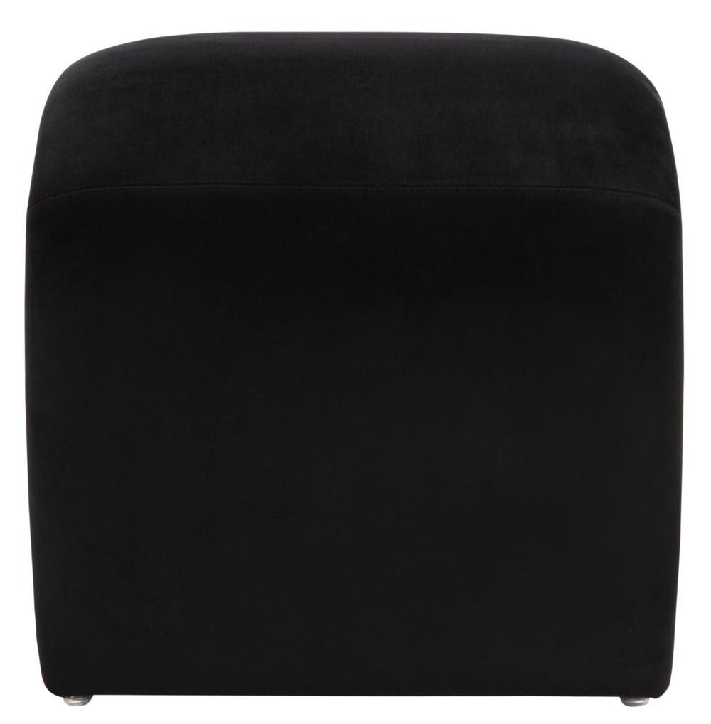 Safavieh Kibo Ottoman - Plush Velvet Accent For Modern Luxury Living Rooms, Versatile Footrest & Seating Option Black OTT1300B