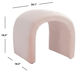 Safavieh Kibo Ottoman - Plush Velvet Accent For Modern Luxury Living Rooms, Versatile Footrest & Seating Option Light Pink OTT1300C