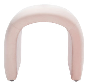 Safavieh Kibo Ottoman - Plush Velvet Accent For Modern Luxury Living Rooms, Versatile Footrest & Seating Option Light Pink OTT1300C