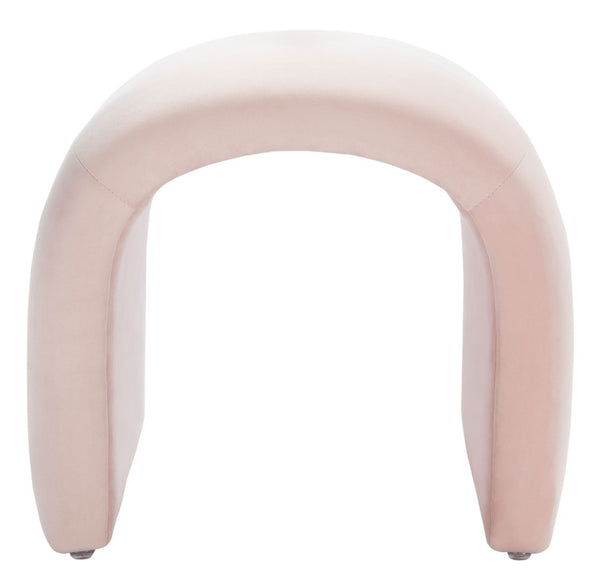 Safavieh Kibo Ottoman - Plush Velvet Accent For Modern Luxury Living Rooms, Versatile Footrest & Seating Option Light Pink OTT1300C