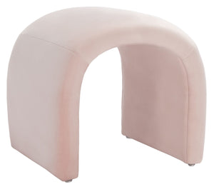 Safavieh Kibo Ottoman - Plush Velvet Accent For Modern Luxury Living Rooms, Versatile Footrest & Seating Option Light Pink OTT1300C