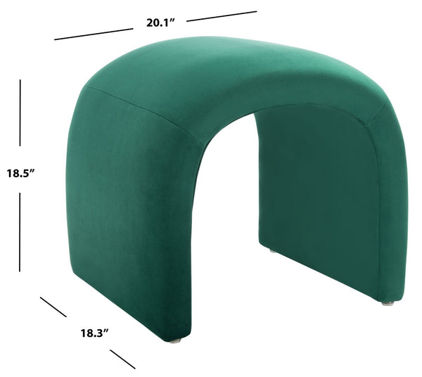 Safavieh Kibo Ottoman - Plush Velvet Accent For Modern Luxury Living Rooms, Versatile Footrest & Seating Option Emerald OTT1300D