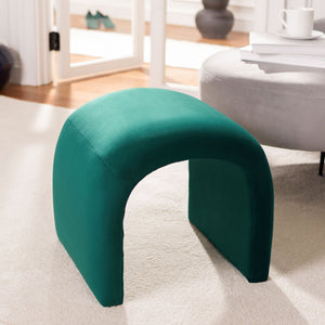 Safavieh Kibo Ottoman - Plush Velvet Accent For Modern Luxury Living Rooms, Versatile Footrest & Seating Option Emerald OTT1300D