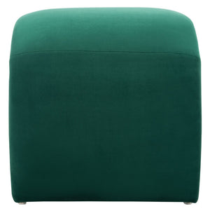 Safavieh Kibo Ottoman - Plush Velvet Accent For Modern Luxury Living Rooms, Versatile Footrest & Seating Option Emerald OTT1300D