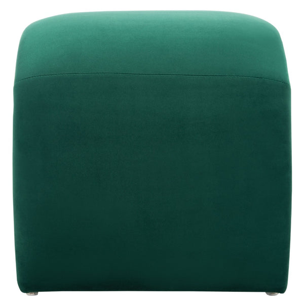 Safavieh Kibo Ottoman - Plush Velvet Accent For Modern Luxury Living Rooms, Versatile Footrest & Seating Option Emerald OTT1300D