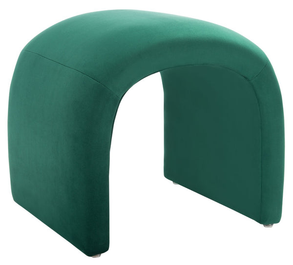 Safavieh Kibo Ottoman - Plush Velvet Accent For Modern Luxury Living Rooms, Versatile Footrest & Seating Option Emerald OTT1300D