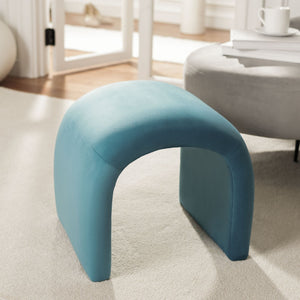 Safavieh Kibo Ottoman - Plush Velvet Accent For Modern Luxury Living Rooms, Versatile Footrest & Seating Option Sea Blue OTT1300E