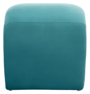 Safavieh Kibo Ottoman - Plush Velvet Accent For Modern Luxury Living Rooms, Versatile Footrest & Seating Option Sea Blue OTT1300E