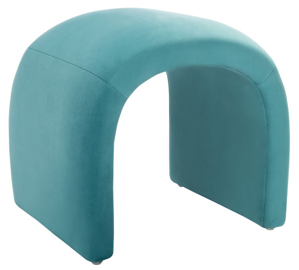 Safavieh Kibo Ottoman - Plush Velvet Accent For Modern Luxury Living Rooms, Versatile Footrest & Seating Option Sea Blue OTT1300E