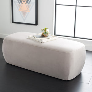 Safavieh Whitley Elegant Rectangular Ottoman - Stylish Velvet Upholstery With Solid Wood Frame For Your Home Greige Solid Wood,Plywood ,Velvet,Ca Foam Ott1301a