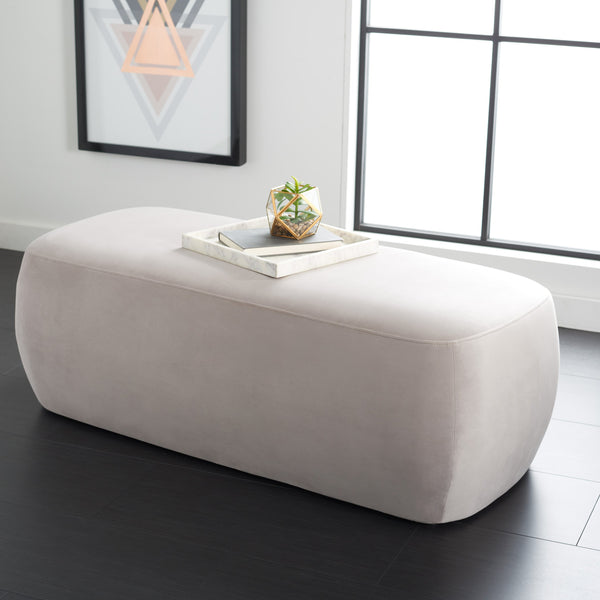 Safavieh Whitley Elegant Rectangular Ottoman - Stylish Velvet Upholstery With Solid Wood Frame For Your Home Greige Solid Wood,Plywood ,Velvet,Ca Foam Ott1301a
