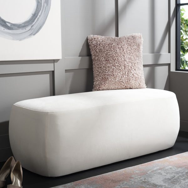 Safavieh Whitley Elegant Rectangular Ottoman - Stylish Velvet Upholstery With Solid Wood Frame For Your Home Cream Wood,Fabric,Foam Ott1301b