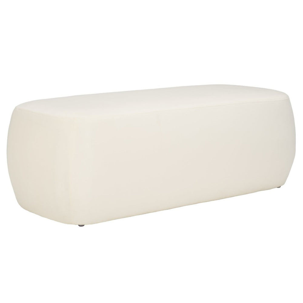 Safavieh Whitley Rectangular Ottoman - Luxurious Cream Velvet, Versatile Seating & Stylish Coffee Table Alternative OTT1301B