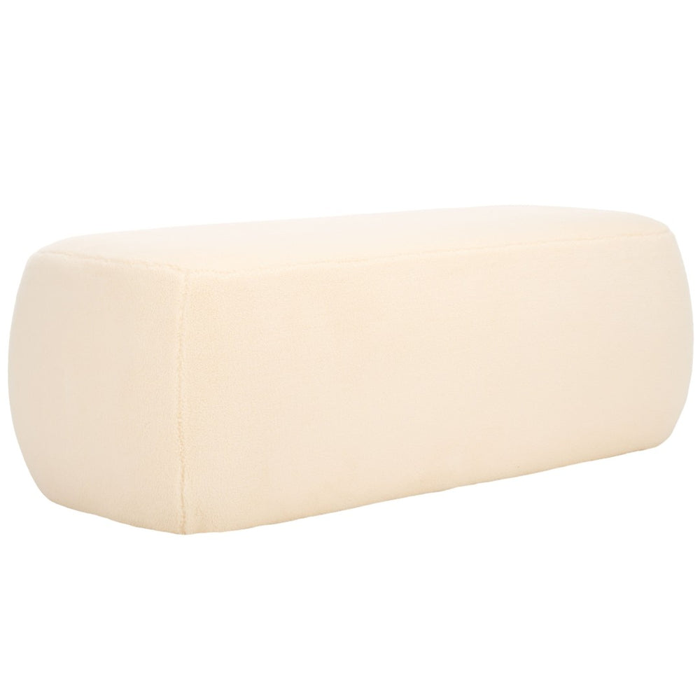 Safavieh Whitley Rectangular Ottoman - Modern Cream Faux Shearling Accent For Living Room & Bedroom Style OTT1301E