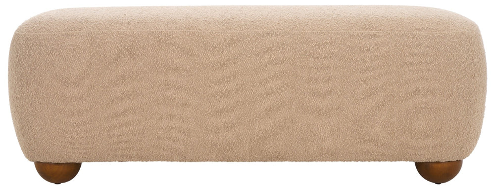 Safavieh Whitley Rectangular Ottoman W/ Wood Legs OTT1302A Tan Boucle / Brown