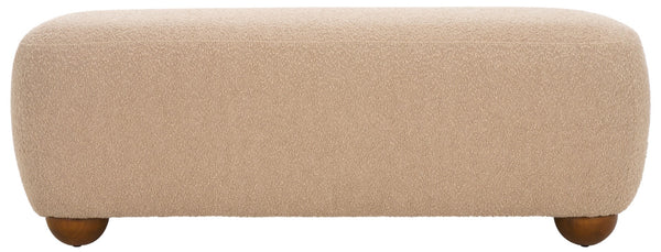 Safavieh Whitley Rectangular Ottoman W/ Wood Legs OTT1302A Tan Boucle / Brown