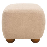 Safavieh Whitley Rectangular Ottoman W/ Wood Legs OTT1302A Tan Boucle / Brown