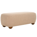 Safavieh Whitley Rectangular Ottoman W/ Wood Legs OTT1302A Tan Boucle / Brown