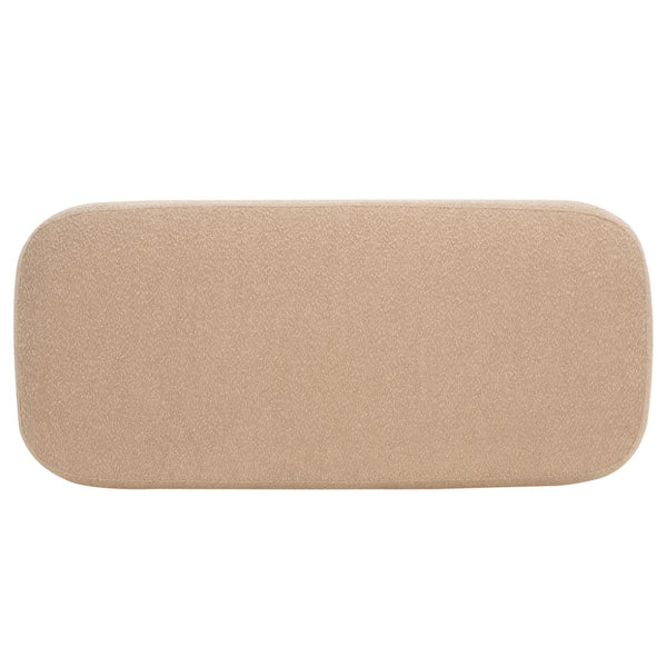 Safavieh Whitley Rectangular Ottoman W/ Wood Legs OTT1302A Tan Boucle / Brown