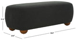 Safavieh Whitley Rectangular Ottoman W/ Wood Legs OTT1302B Black Boucle / Brown