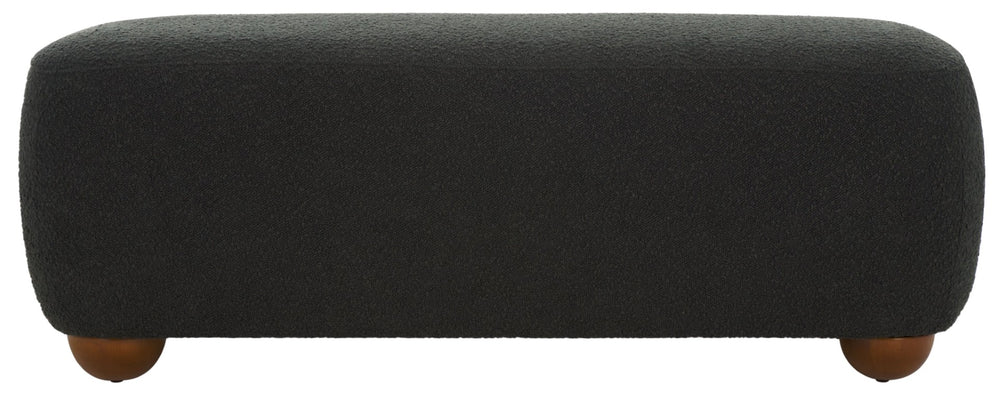 Safavieh Whitley Rectangular Ottoman - Stylish Multi-Functional Seating With Plush Comfort For Living Spaces Black Boucle / Brown OTT1302B