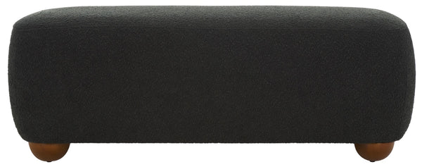 Safavieh Whitley Rectangular Ottoman W/ Wood Legs OTT1302B Black Boucle / Brown