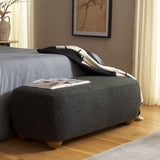 Safavieh Whitley Rectangular Ottoman W/ Wood Legs OTT1302B Black Boucle / Brown