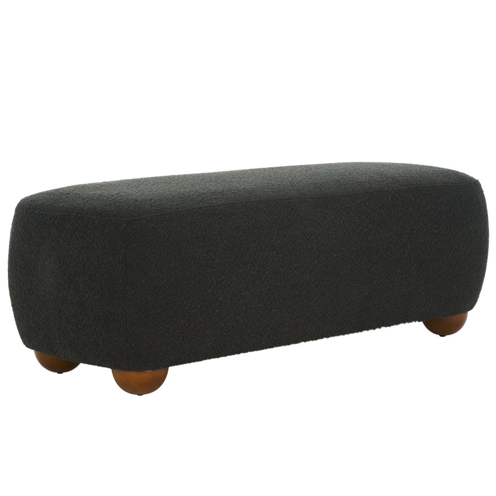 Safavieh Whitley Rectangular Ottoman - Stylish Multi-Functional Seating With Plush Comfort For Living Spaces Black Boucle / Brown OTT1302B
