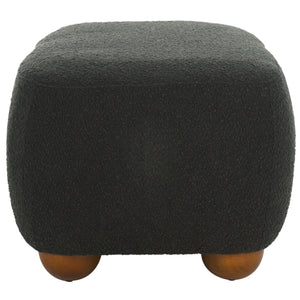 Safavieh Whitley Rectangular Ottoman W/ Wood Legs OTT1302B Black Boucle / Brown