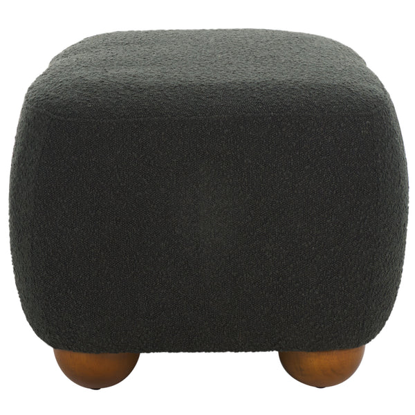 Safavieh Whitley Rectangular Ottoman W/ Wood Legs OTT1302B Black Boucle / Brown