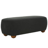 Safavieh Whitley Rectangular Ottoman W/ Wood Legs OTT1302B Black Boucle / Brown