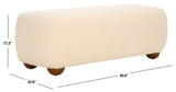 Safavieh Whitley Rectangular Ottoman W/ Wood Legs OTT1302C Cream Faux Shearling / Brown