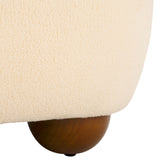 Safavieh Whitley Rectangular Ottoman W/ Wood Legs OTT1302C Cream Faux Shearling / Brown