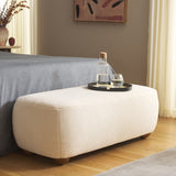 Safavieh Whitley Rectangular Ottoman W/ Wood Legs OTT1302C Cream Faux Shearling / Brown