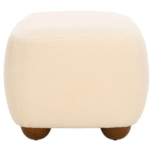 Safavieh Whitley Rectangular Ottoman - Stylish Multi-Functional Seating With Plush Comfort For Living Spaces Cream Faux Shearling / Brown OTT1302C