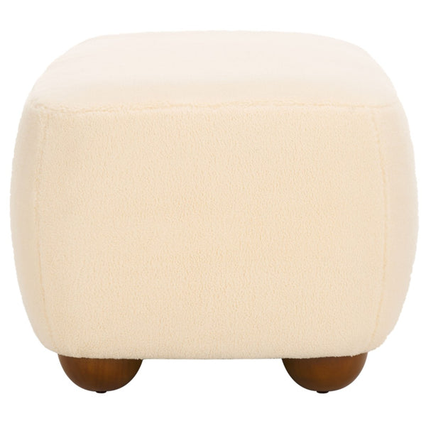 Safavieh Whitley Rectangular Ottoman - Stylish Multi-Functional Seating With Plush Comfort For Living Spaces Cream Faux Shearling / Brown OTT1302C