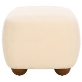 Safavieh Whitley Rectangular Ottoman W/ Wood Legs OTT1302C Cream Faux Shearling / Brown