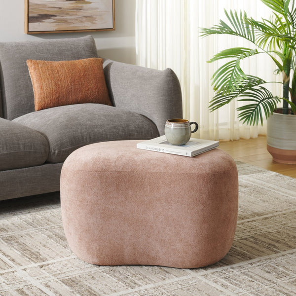 Safavieh Regut Ottoman - Stylish Peach Seating Solution With Solid Wood Support For Cozy Living Spaces Peach Wood,Fabric,Foam Ott1303a