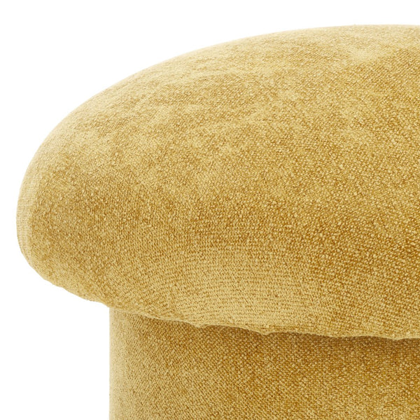 Safavieh Dreid Round Top Ottoman In Mustard - Chic, Durable, And Stylish Accent Piece For Your Home Decor Mustard Wood,Fabric,Foam Ott1305a