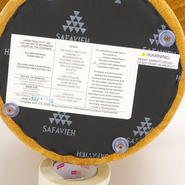 Safavieh Dreid Round Top Ottoman In Mustard - Chic, Durable, And Stylish Accent Piece For Your Home Decor Mustard Wood,Fabric,Foam Ott1305a