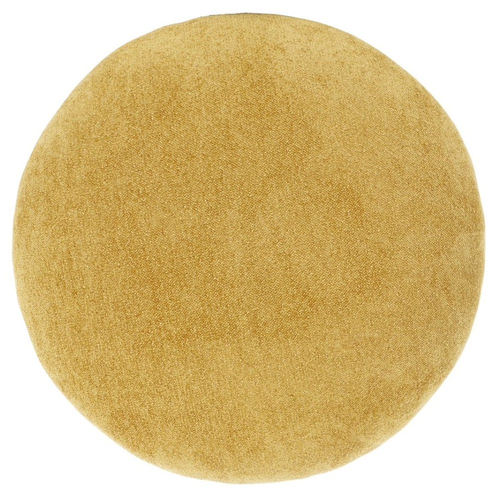 Safavieh Dreid Round Top Ottoman - Stylish Mustard Fabric Accent For Living Room, Bedroom, Or Lounge Use OTT1305A
